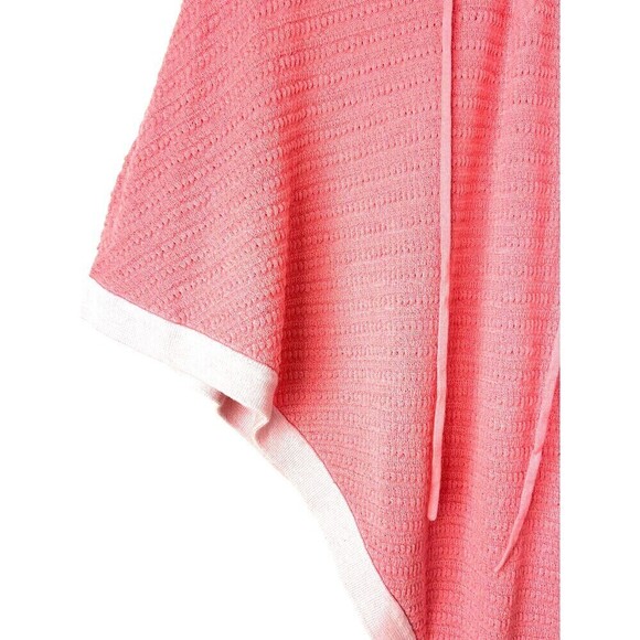 Talbots Womens Size L Pink Poncho Sweater Asymmetrical Cotton Blend Front Tie T - Picture 9 of 12
